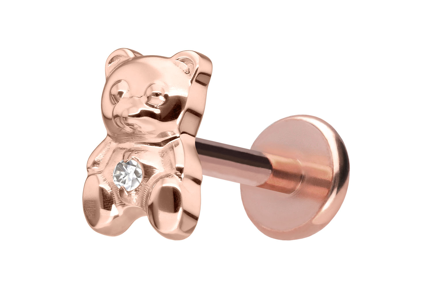 Titan Labret Piercing mit Push Fit TEDDYBÄR